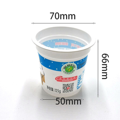 알루미늄 호일 뚜껑이 있는 식품 등급 플라스틱 컵 100ml 맞춤형 플라스틱 요구르트 우유 음료 컵