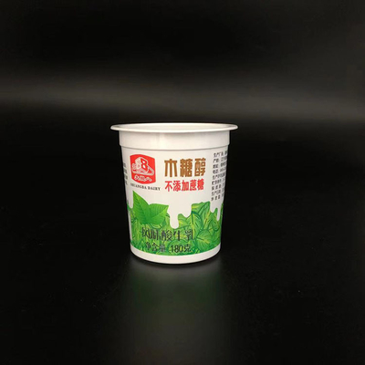 알루미늄 호일 뚜껑이 있는 식품 등급 플라스틱 컵 180ml 맞춤형 플라스틱 요구르트 우유 음료 컵