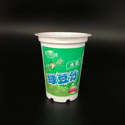 350ml 흰색 어린이 일회용 플라스틱 아이스크림 컵 사용자 정의 인쇄 요구르트